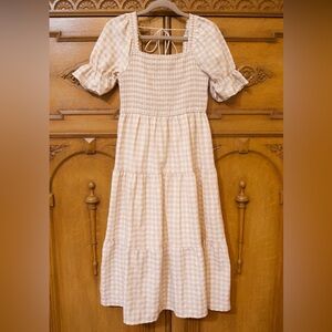 Zesica Summer Plaid Square Neck Dress